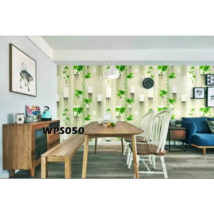 WALLPAPER STIKER DINDING BUNGA RAMBAT HIJAU PAGAR