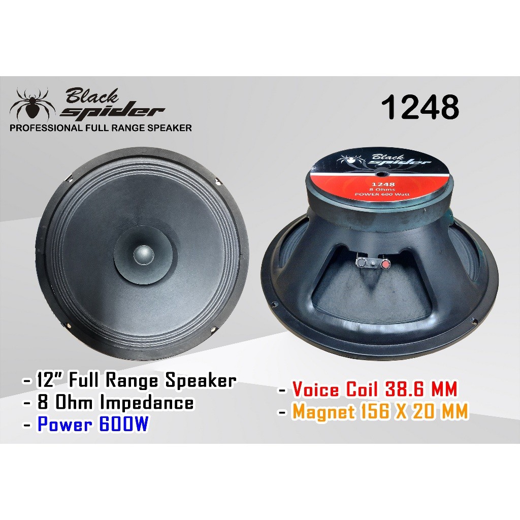 BS 1248 Speaker Komponen Black Spider - 12 Inch