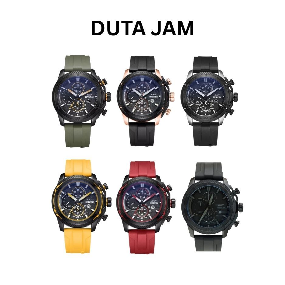 JAM TANGAN PRIA EXPEDITION E6810 E 6810 MCR CHRONOGRAPH RUBBER STRAP