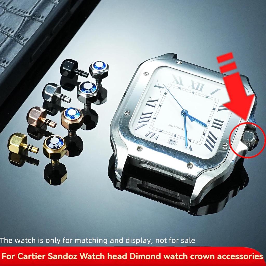 Wat Crown For Cartier Santos Stainless Steel Winding Crown Replacement Wat Crown Parts for Santos de
