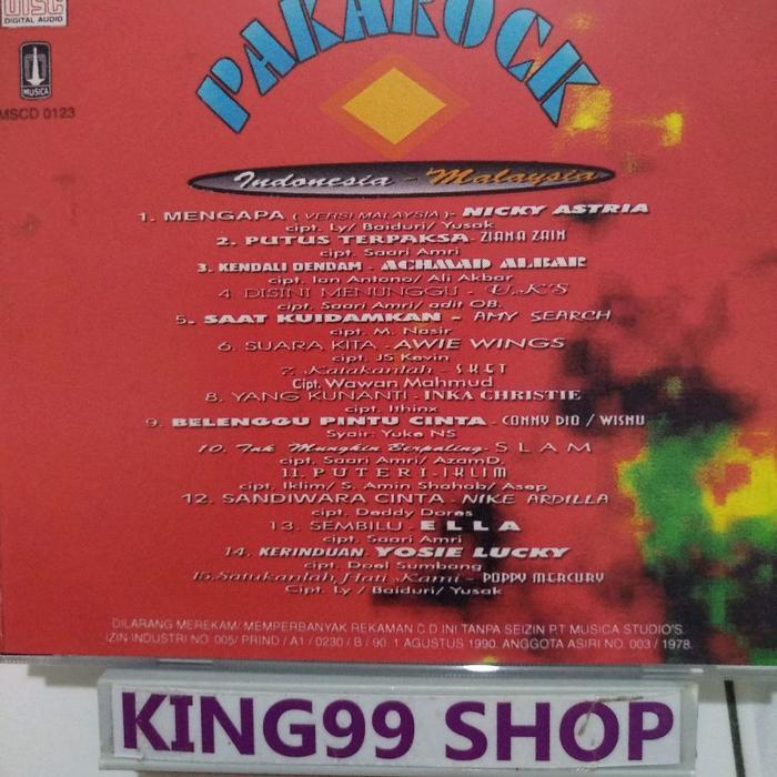 CD PAKAROCK - INDONESIA - MALAYSIA. kahitna rita effendy yana julio imaniar mus mujiono kla project 