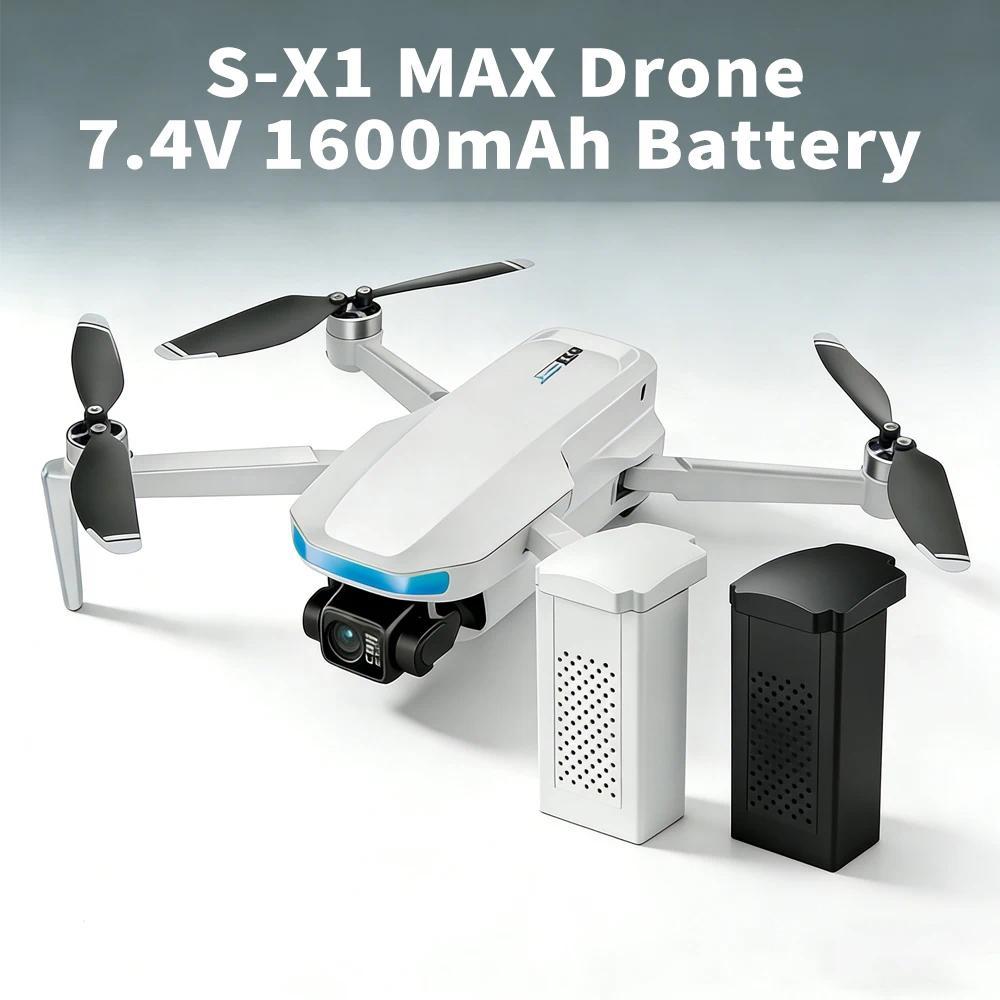 2Pcs S-X1 MAX Drone Battery 7.4V 1600mAh Lipo Battery for S-X1 MAX 4K GPS Mini Drone Quadcopter RC P