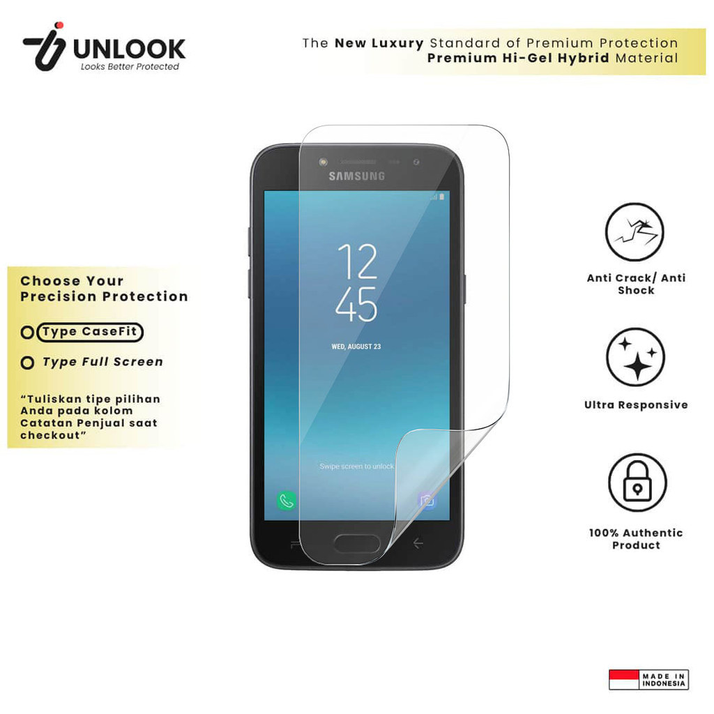 UNLOOK Hi-GEL HYBRID Hydrogel+ Pelindung Lentur for Samsung J2 Pro (2018), J2 Pro (2017), J2 Pro, J2