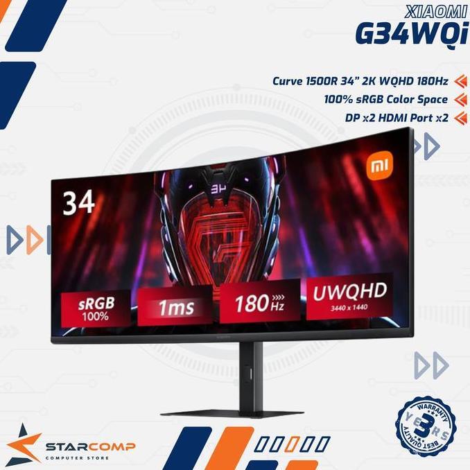 Goodseller- Xiaomi Mi G34WQi 34" WQHD 2K 180Hz Curved Monitor Ultrawide