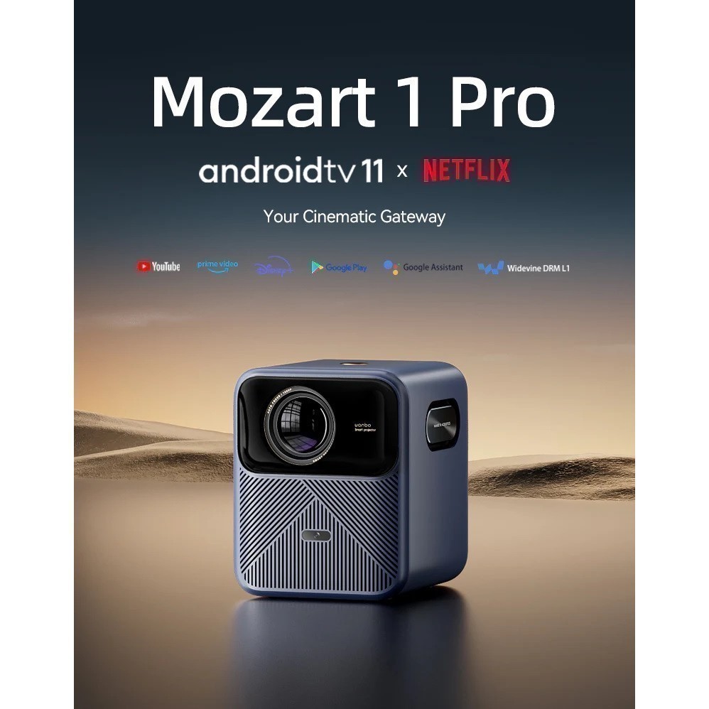 Smart Android Projector 900 ANSI Lumens - WANBO MOZART 1 PRO - Support Auto Fokus