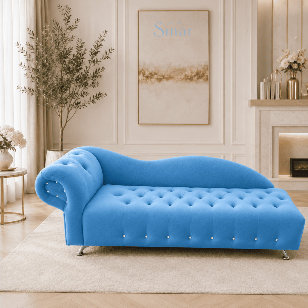Sofa Chaise Lounge 100cm, 120cm, & 150cm Grande Sofa Santai Minimalis Elegan Sofa Ruang Tamu