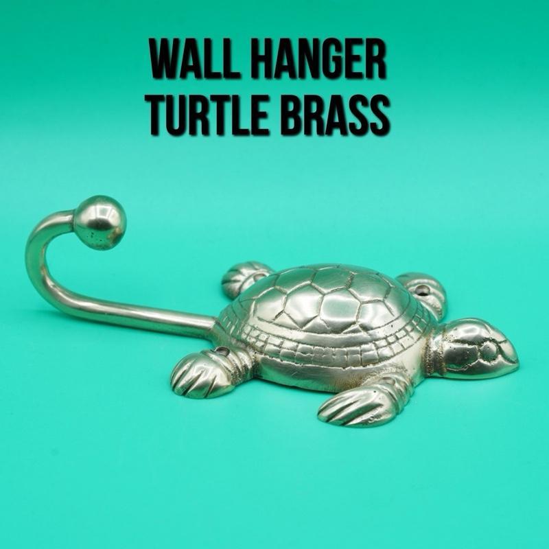 Gantungan Dinding Baju Wall Hanger Hook Sea Turtle Kura Penyu Tortoise Solid Brass Amulet Kuningan M