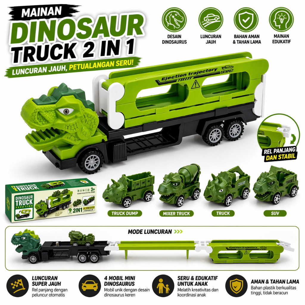 Dinosaur Truck Ejection Trajectory - Track Mobil Dinosaurus Luncuran Super Jauh