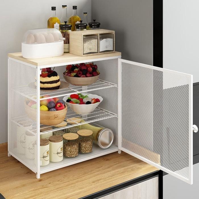 Lemari Piring Minimalis Rak Piring Kotak Penyimpanan Organizer Kabinet Piring Mini Kecil Motif Jarin
