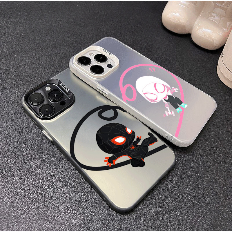 Hadiah CoupleCasing Couple SpiderMan iPhone All Type SoftCase Lucu untuk iPhone 16 13 11 15 pro xs X