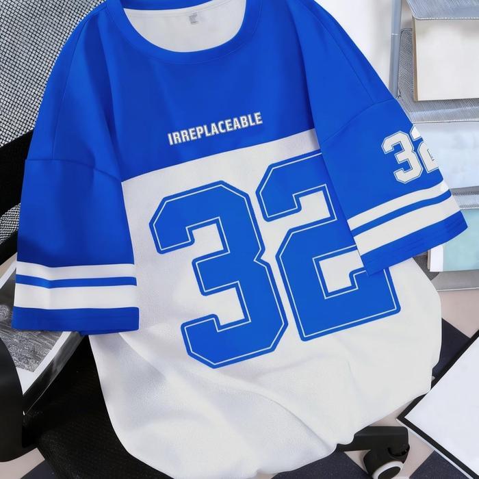 1pc Men's Jersey T-Shirt with Number 32 Print - Breathable Round Neck Short Sleeve, Loose Fit Casual