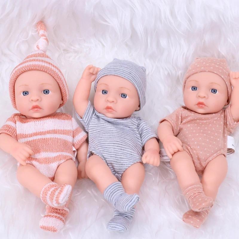 New Reborn Doll Vinyl Reborn Dolls 20cm Reborn Doll Mini Soft and Full Body Vinyl Reborn Doll Cute D