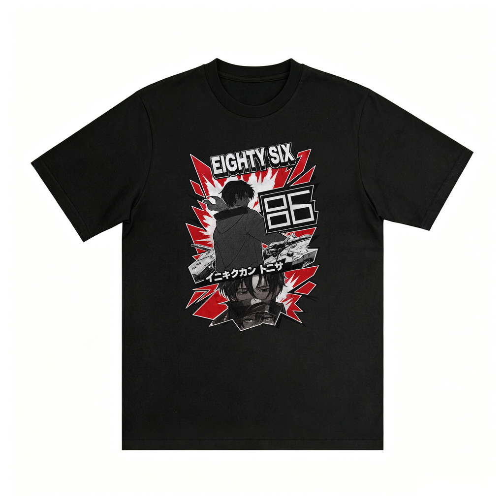 Kaos Oversize Distro Unisex 86 Eighty Six Shinei Nouzen Vladilena Milize Streetwear Vintage Warna Hi