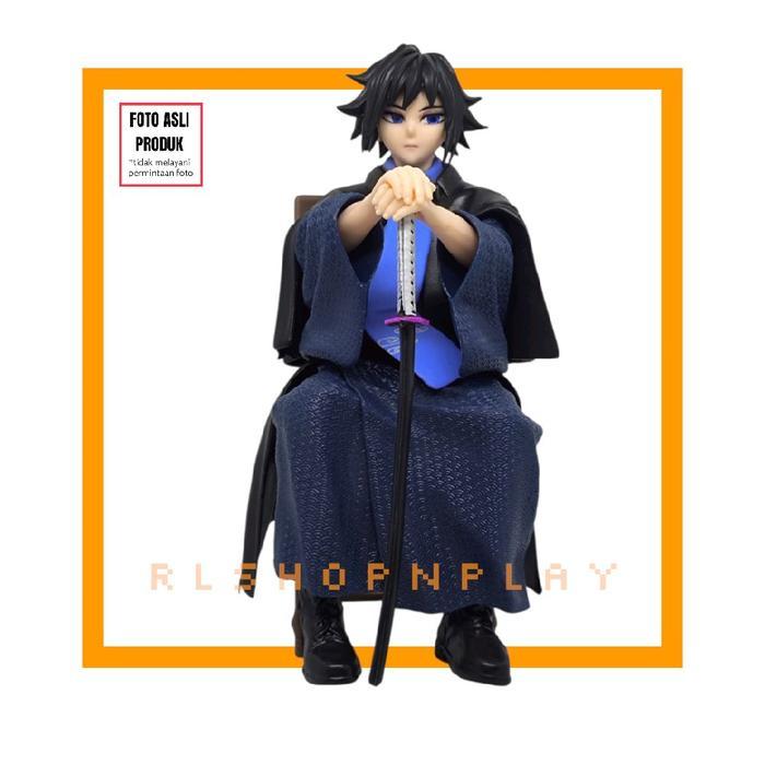 Figure Kyojuro Rengoku Tomioka Giyu Demon Slayer Kimetsu no Yaiba Pose Duduk - Figurine Anime - Giyu