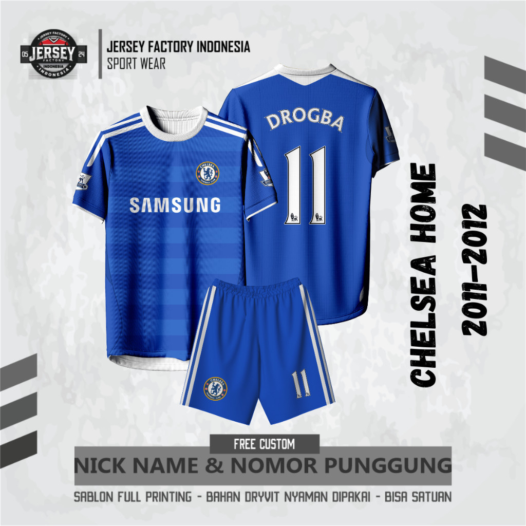 Jersey Bola CHELSEA HOME 2011-2012 Free custom nama dan nomor untuk dewasa dan anak anak Full Printi
