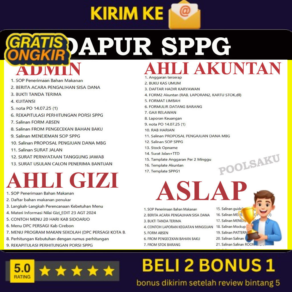 Template Dapur SPPG Ahlo Akuntan Admon Ahlo Gozo Aslap Lengkap SPPG MBG (BUKAN BUKU)