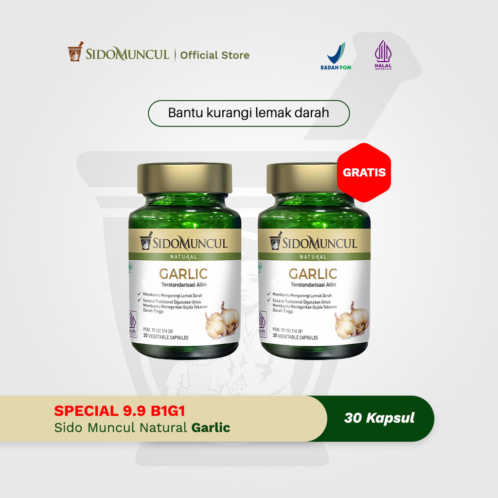 [SPECIAL 9.9 B1G1] Sido Muncul Herbal Garlic 30 Kapsul x2 - Membantu Mengurangi Lemak Darah