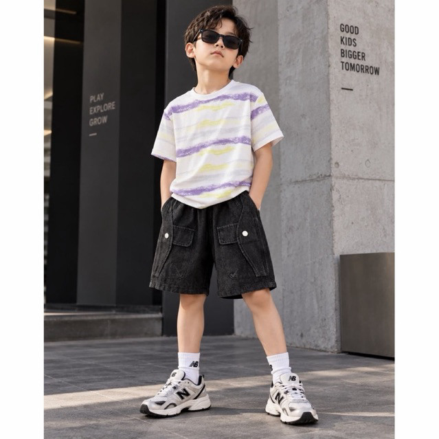 Jovian Purple Set - Setelan Celana Denim Anak Laki Laki | Baju Hypebeast Anak Laki | Kaos Anak Laki 