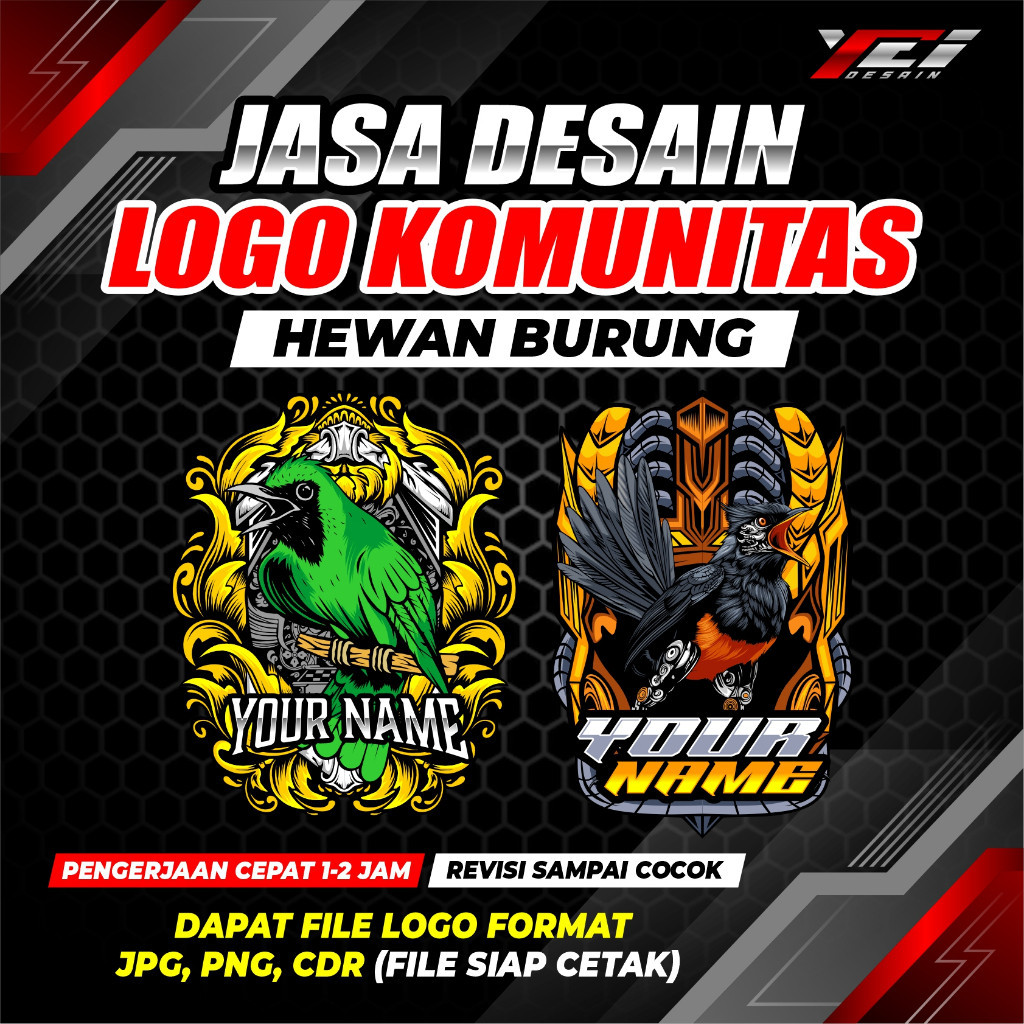 JASA DESAIN LOGO KOMUNITAS HEWAN BURUNG, LOGO CLUB, LOGO GROUB, LOGO UMKM DESAIN BEBAS