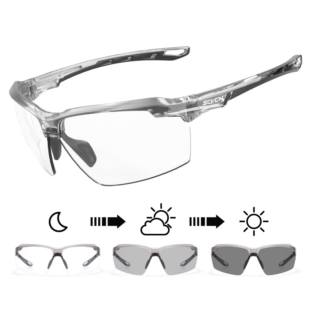 SCVCN S87 Kacamata Bersepeda Fotokromik UV400 Kacamata Fashion Lari Sepeda Mancing Mendaki Motor