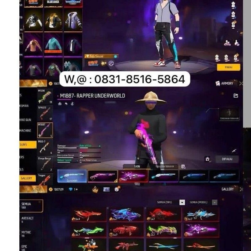 jual akun free fire su