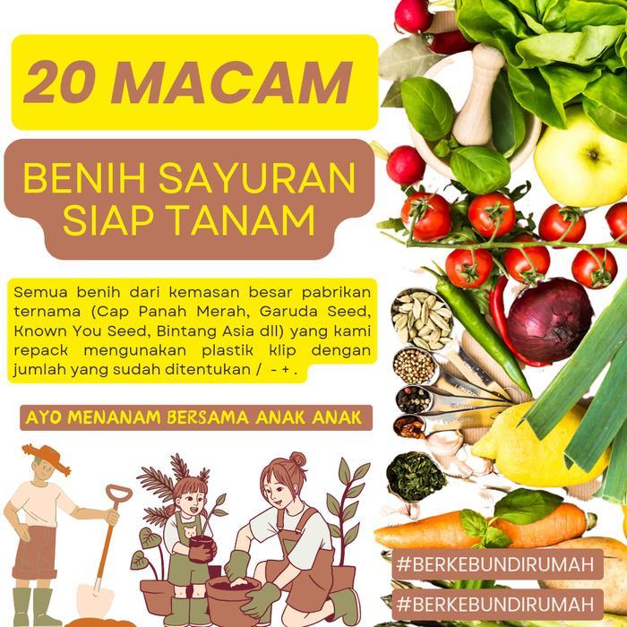 BIBIT UNGGUL/ BENIH SAYURAN/ BENIH UNGGUL PAKET KOMPLIT 20 Macam Benih Sayuran Unggul BONUS PUPUK PO