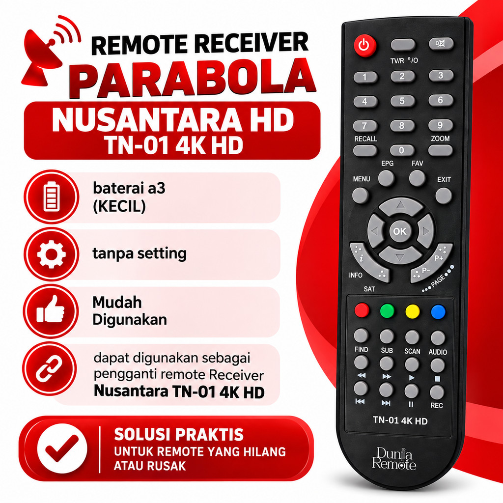 Remote Control Tanaka Digital DVB T2 | Untuk STB Tanaka Nusantara HD Pengganti