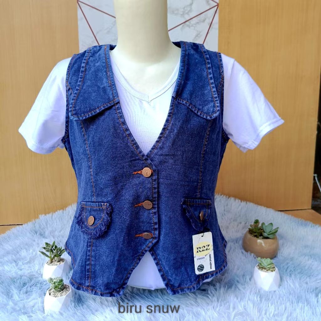 Rompi vest mat denim/rompi jean cewek
