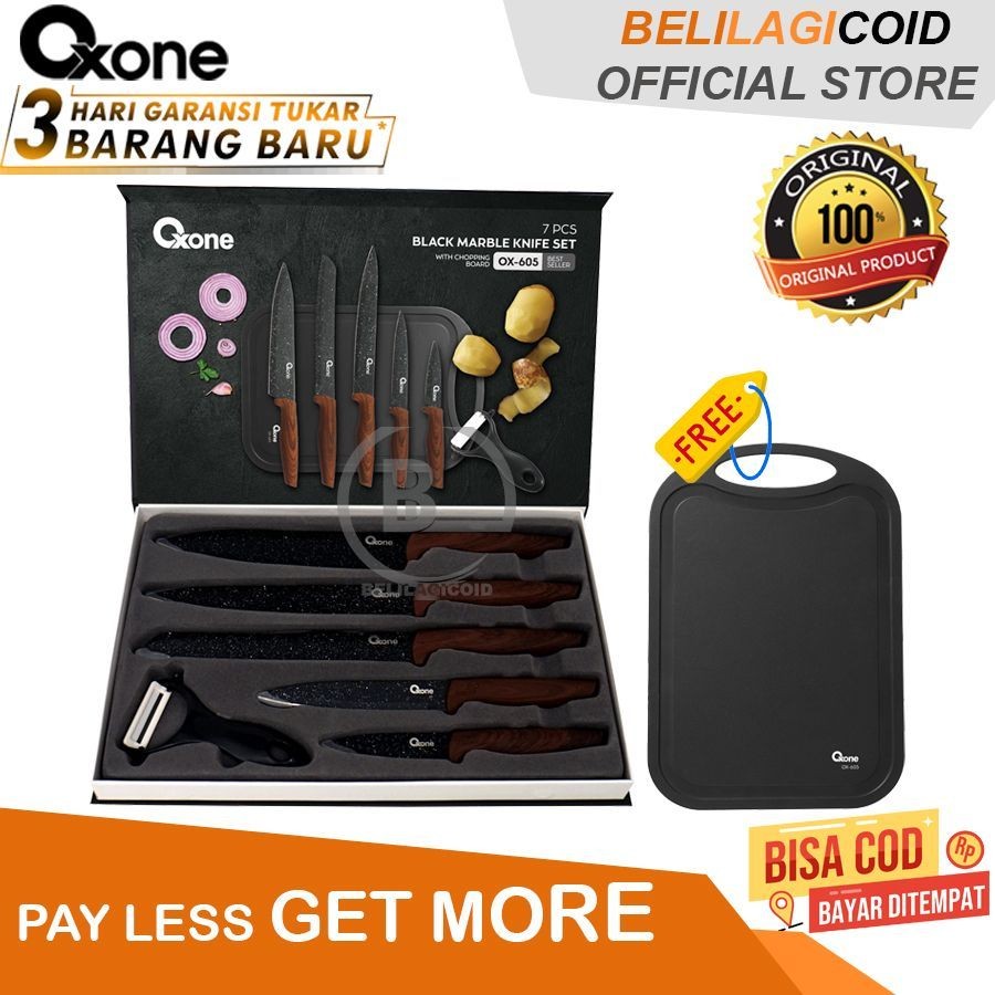 Oxone OX-605 Pisau Dapur Black Marble Knife Set / Pisau Set Dapur OXONE OX605 / Oxone Pisau Dapur OX