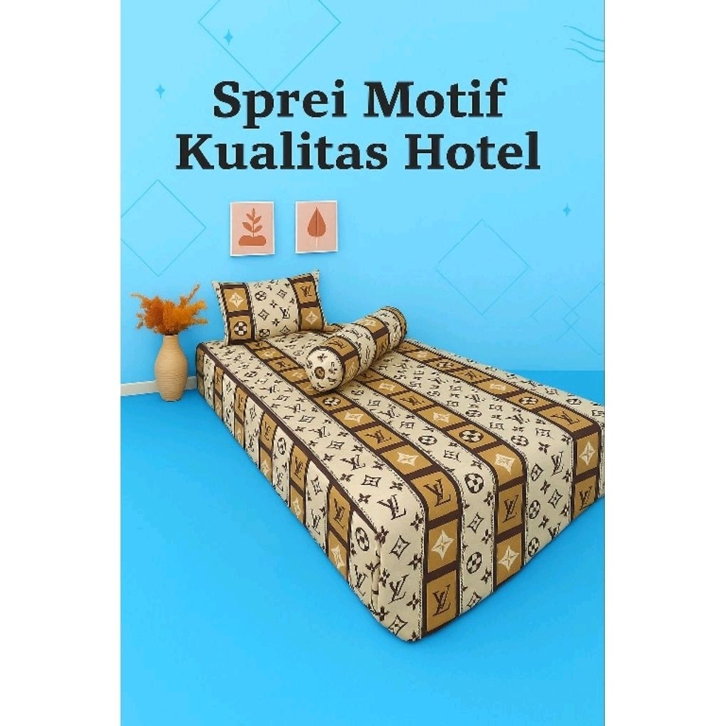 Sakti  Sprei Aesthetic UK    Motif Ala Hotel Korea Japan Lembut Halus Sprei Fitted Yellow Coklat