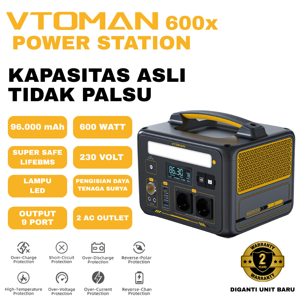 VTOMAN 600X Portable Power Station VS220 Panel Surya Power Station Portabel 600W Generator Listrik |
