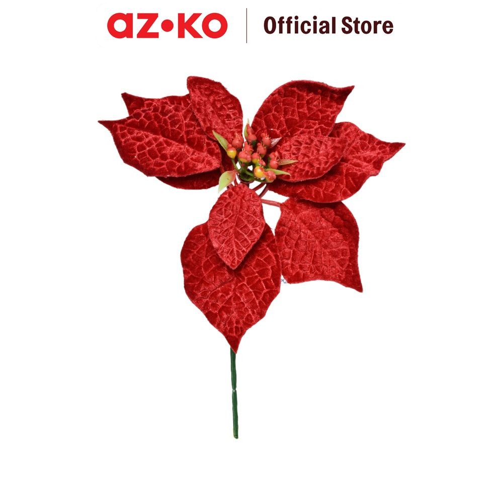 AZKO Noelle 23 cm Bunga Dekorasi Natal Christmas Poinset - Merah Hiasan Natal Pernak Pernik Natal Or