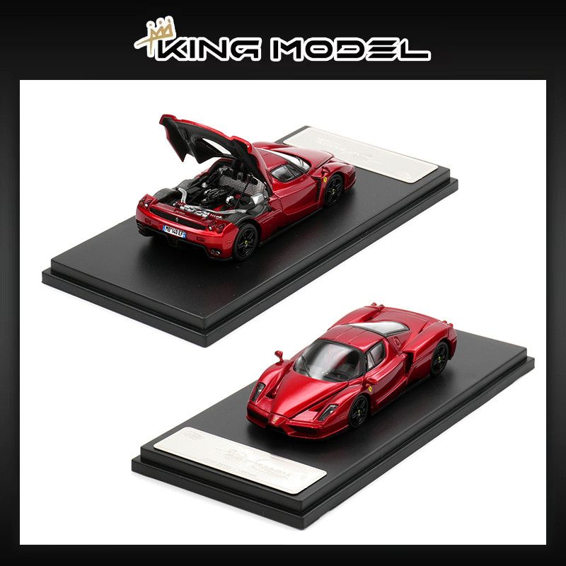 King Model   1:64 Enzo Red Metallic Openable Hood Diecast Diorama Car Model Toy KM