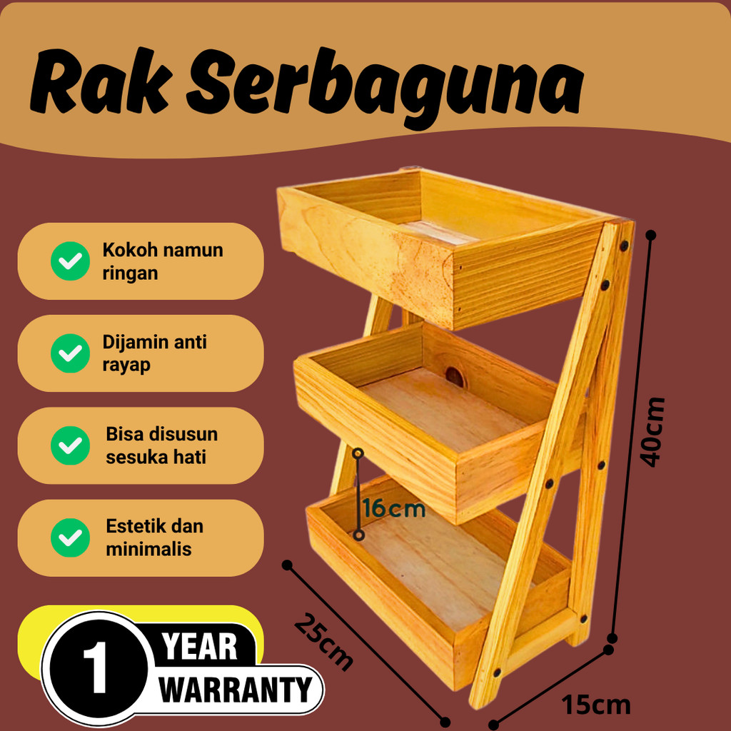Rak Bawang Susun KAYU JATI Gratis Stiker Tempat Telur Bumbu Dapur Unik Aesthetic Kualitas Premium