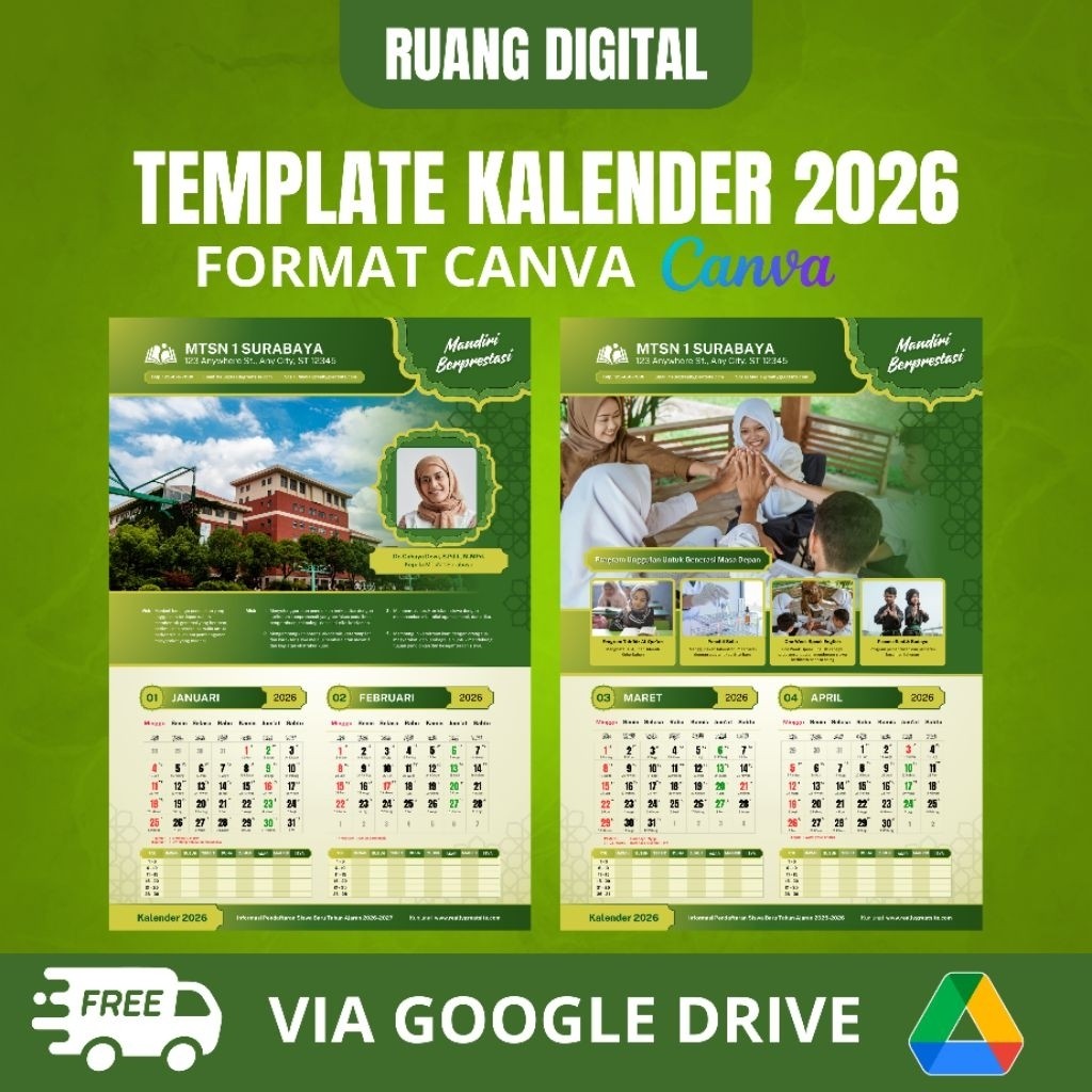 Template Kalender 2026 Format Canva ( Lengkap Jawa Hijriyah )