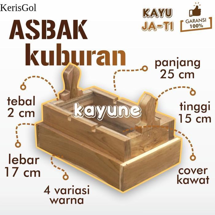 Asbak Unik Estetik Model Makam Kijing Nisan Kuburan Bahan Baku Kayu Jati Jawa Solid - kayune - - Men