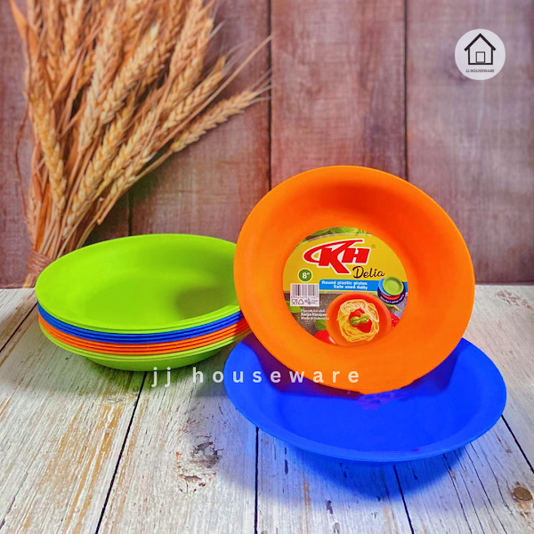 Piring Makan Plastik Ukuran 8 inch Delia KH / Piring Plastik Murah / JJ.Houseware