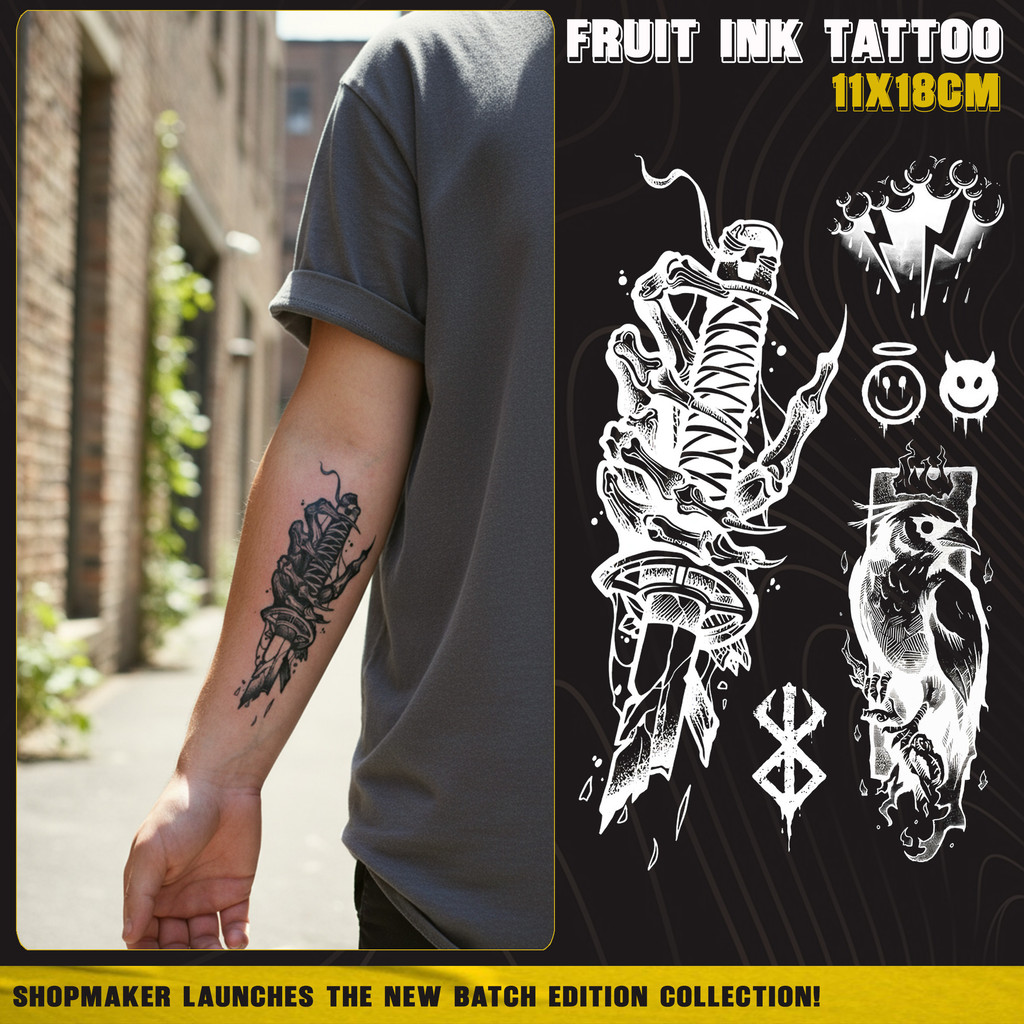 Tato Semi Permanen FRUIT INK Broken Blade – Tato Temporer Waterproof 11x18cm, Tahan Lama Hingga 15 H