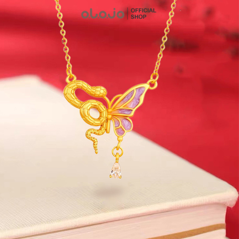 JO Tarian Ular Kupu-kupu Roh Kalung Wanita Temperamen Rantai Klavikula Rumbai Mode