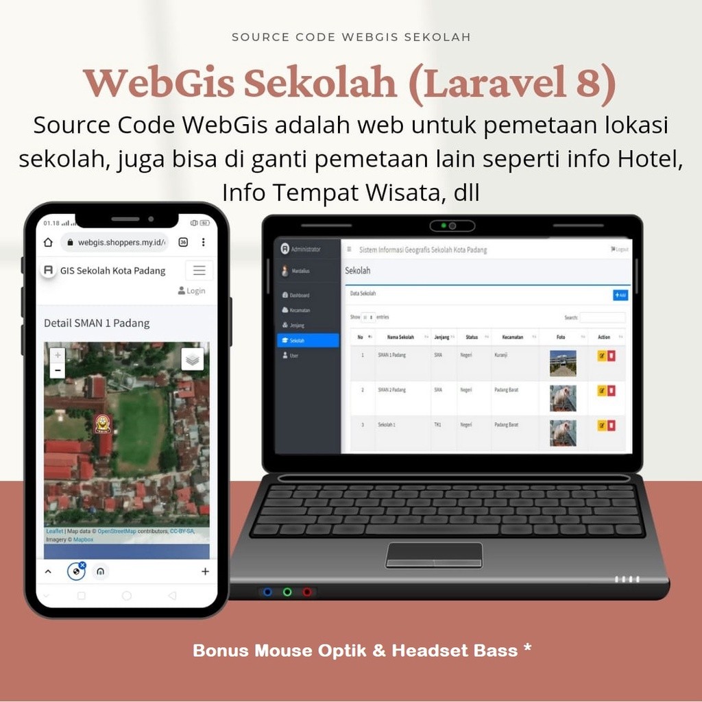 Source Code WebGIS Sekolah Laravel 8