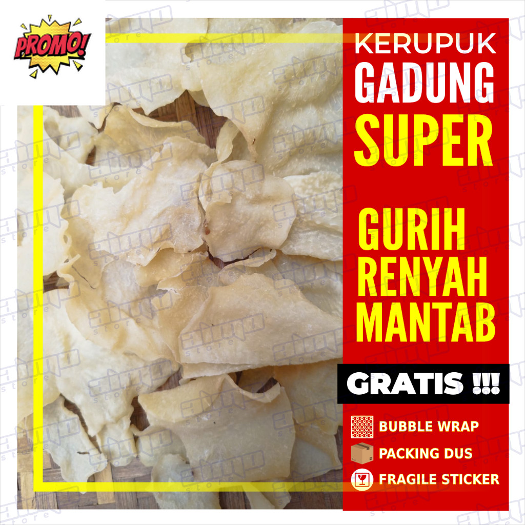 KERUPUK GADUNG SUPER Kripuk Gadung Mentah Krupuk Umbi Gadung Mentah 200gr TIPIS GURIH RENYAH Rasa Gu