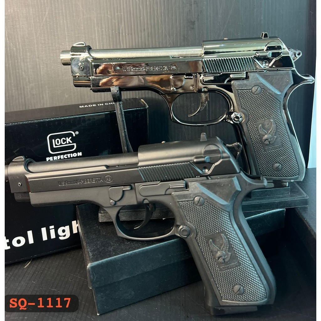 (COD) KOREK API PISTOL 1:1  SQ-1117 MIRIP DENGAN ASLI BISA DI KOKANG API GAS LASER BLUE KEREN