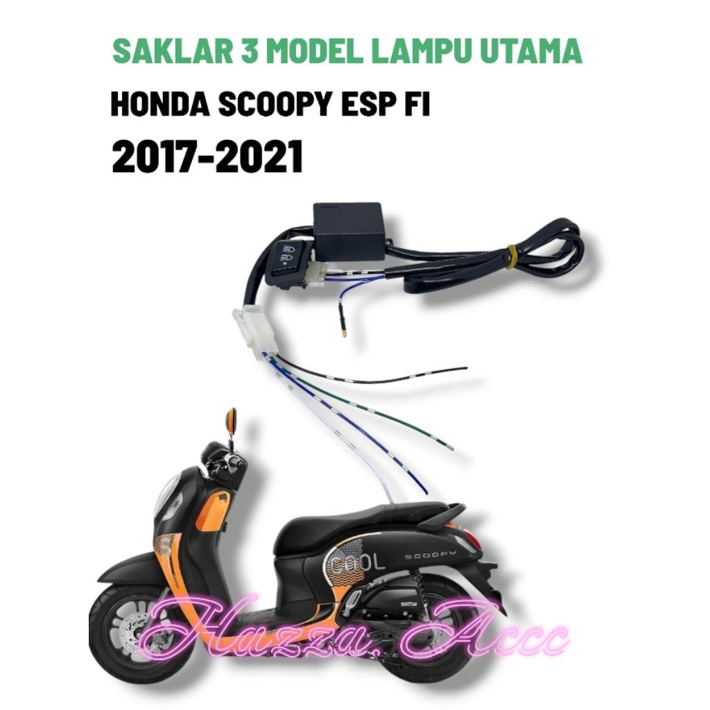 SAKLAR 3 MODE LAMPU UTAMA HONDA SCOOPY ESP FI 2017 2018 2019 2020 2021 Pemasangan pnp