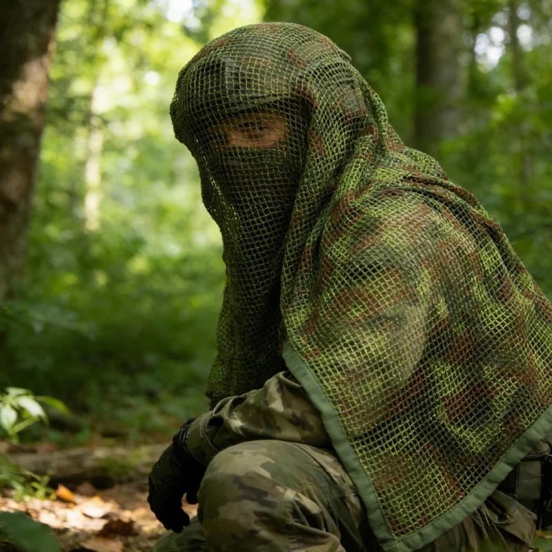 Tactical Camouflage Net Scarf, Breathable Sniper Veil for Hunting, Airsoft, Outdoor Military Gear