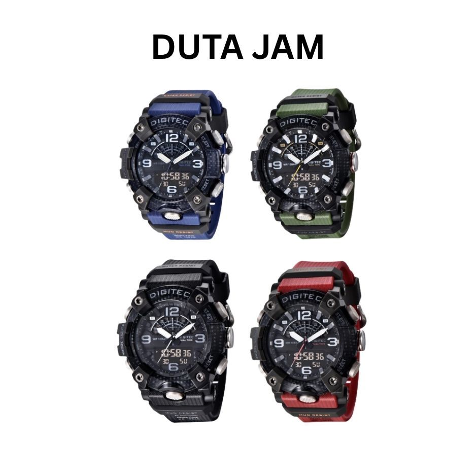 JAM TANGAN PRIA DIGITEC DA2118T DA 2118T ANALOG DIGITAL RESIN/ RUBBER/ KARET STRAP