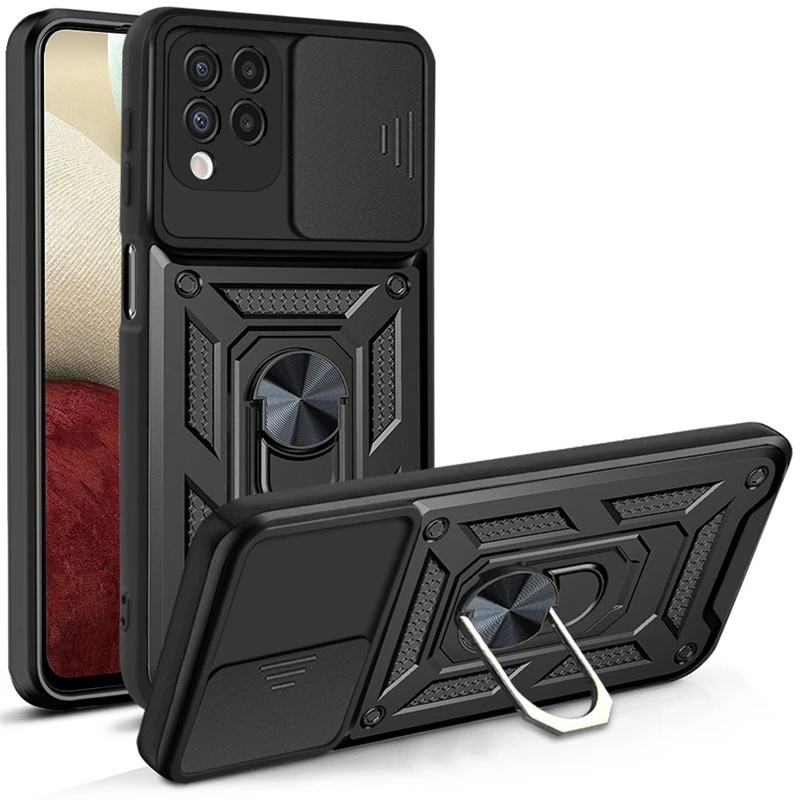 CASE Samsung A12 - M12 Slide Ring Armor Case Military Camera Protection