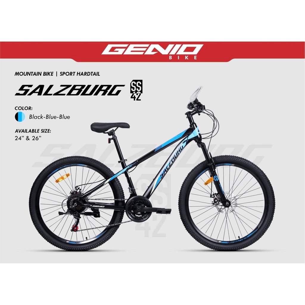 SEPEDA GUNUNG MTB 24 26 INCH GENIO SALZBURG SS 42 3x8 SPEED REM CAKRAM