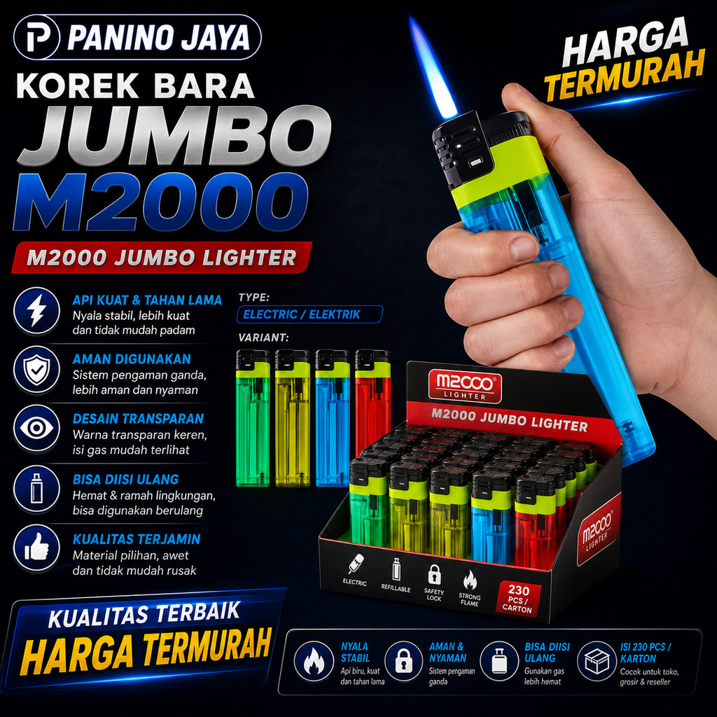 Korek Api Jumbo Super Besar Legendaris Bara Nyala Biru Tahan Angin Bisa di Isi Ulang