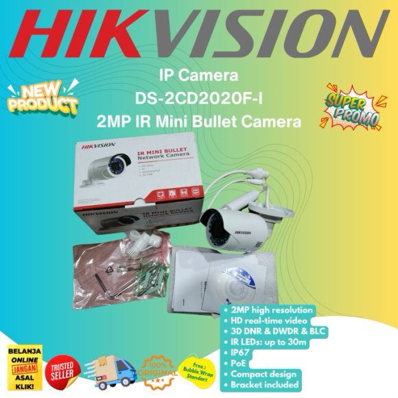 OBRAL SALE HIKVISION DS-2CD2020F-I Kamera CCTV 2MP 1080P  IR Mini Bullet Network