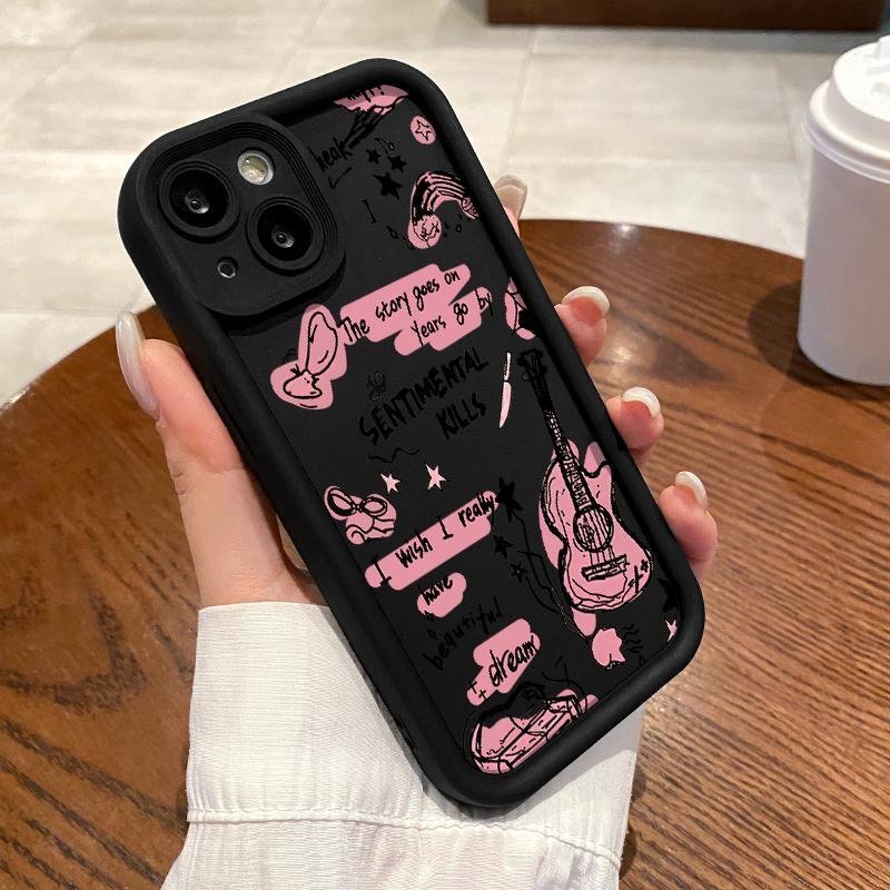 Pro Camera Case For Iphone 17 15 Max 12 Mini 13 14 16 Soft Shockproof Unik Tulisan Gitar Silicone Hp